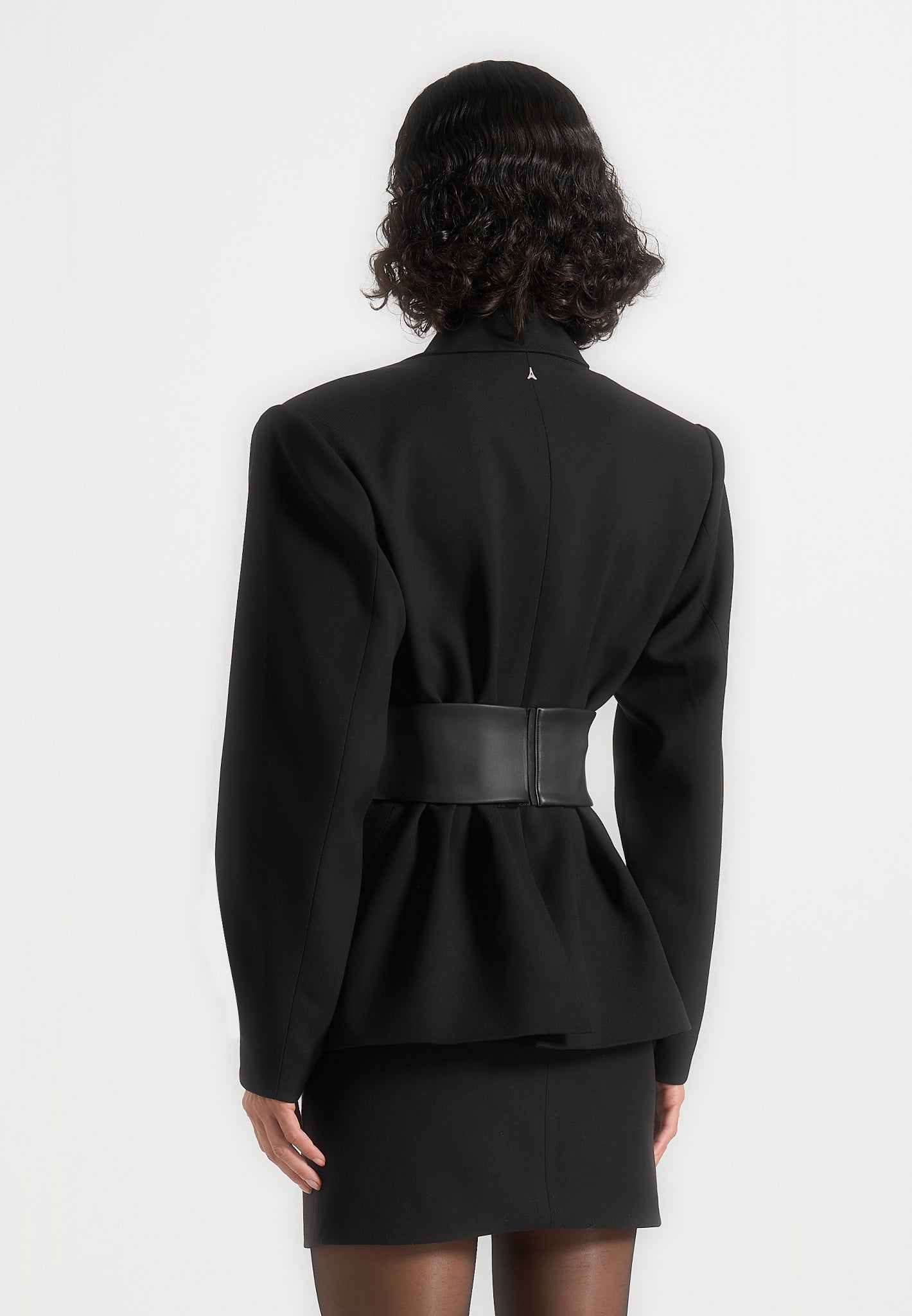 marie-twist-sleeve-wool-blazer-with-belt-black