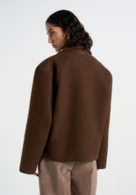 Mika - Unisex Double Breasted Wool Jacket - Brown