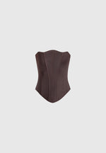 Scarlett - Satin Lace Up Corset - Brown