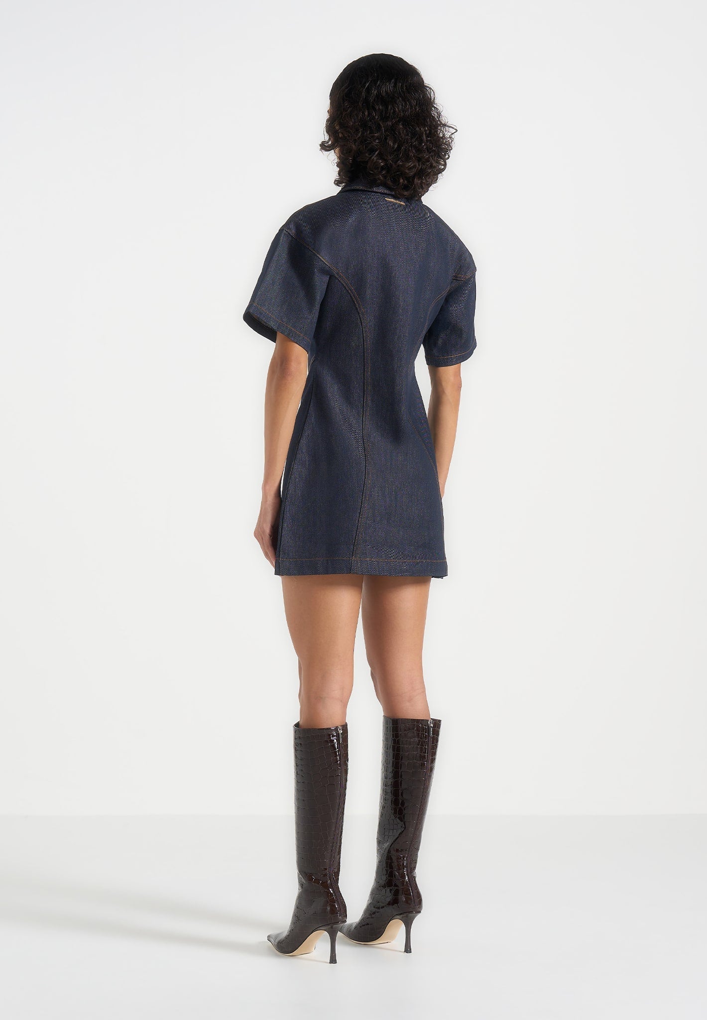 Women's Denim Corset Contrast Stitch Dress - Indigo - US 8 - Mathilde