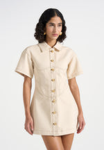 mathilde-corset-contrast-stitch-denim-dress-cream
