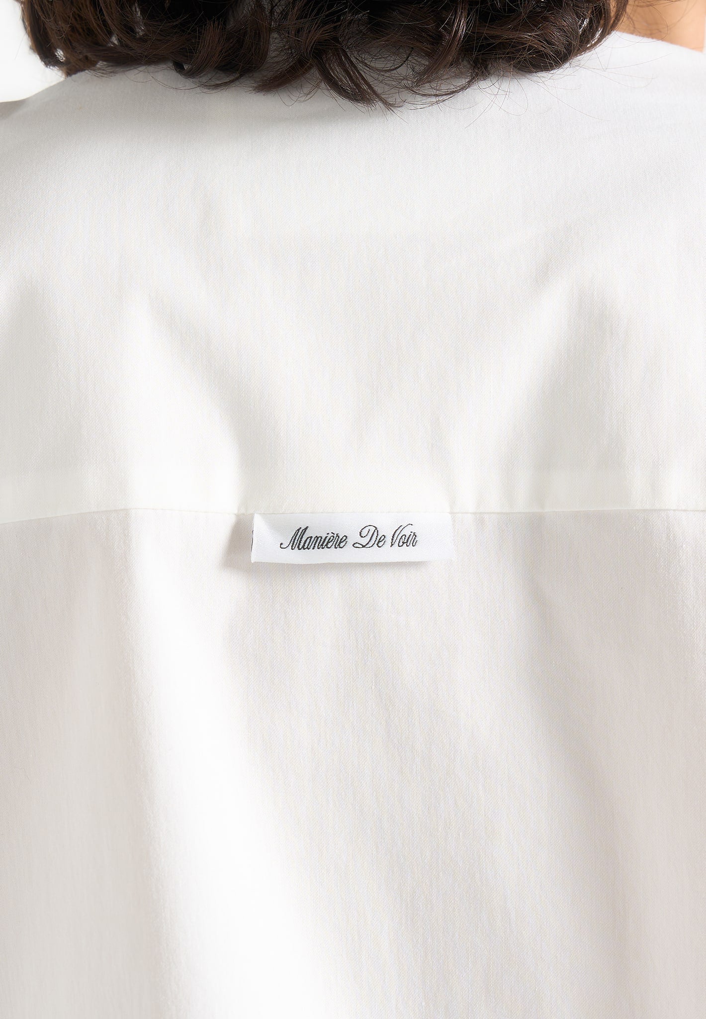 Maura - Oversized Cropped Roll Sleeve Cotton Shirt - White