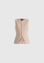 Maisie - Tailored Crew Neck Cinch Suit Vest - Beige