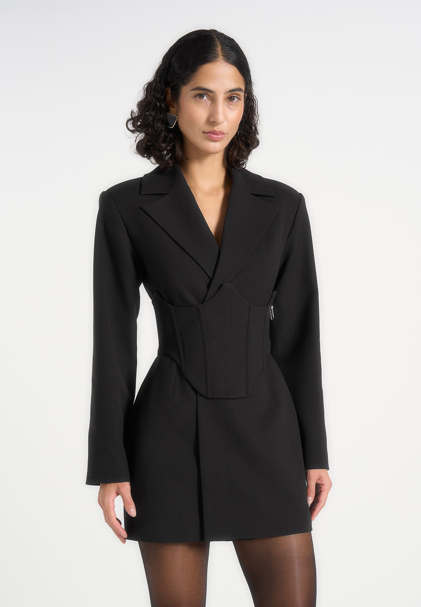 Women's Tailored Blazer Dress With Reversible Corset - Black - US 2 - Lacey