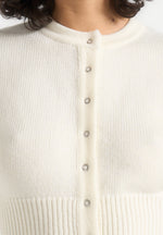 Mayla - Knitted Cinch Waist Cardigan - Cream