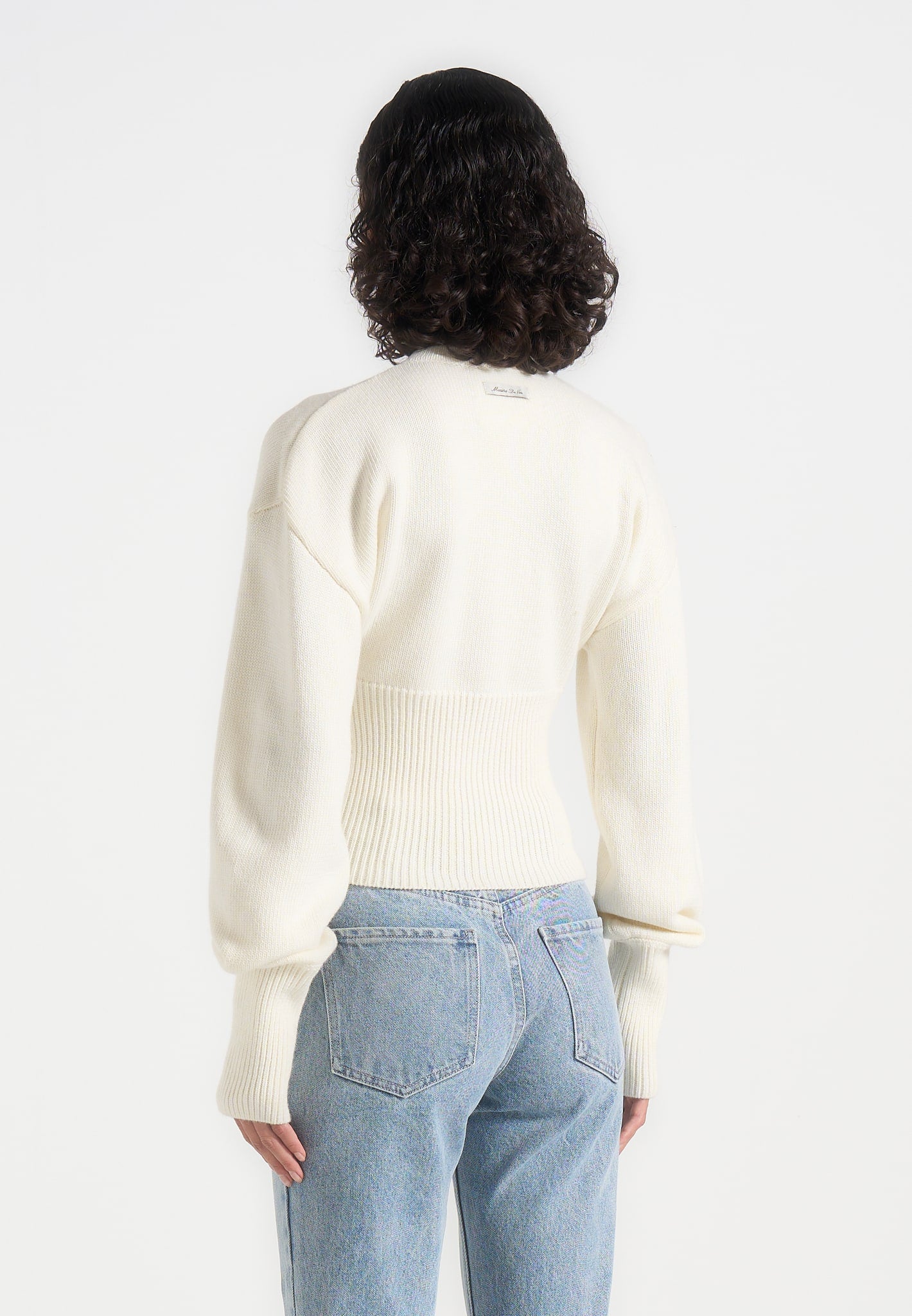 Mayla - Knitted Cinch Waist Cardigan - Cream