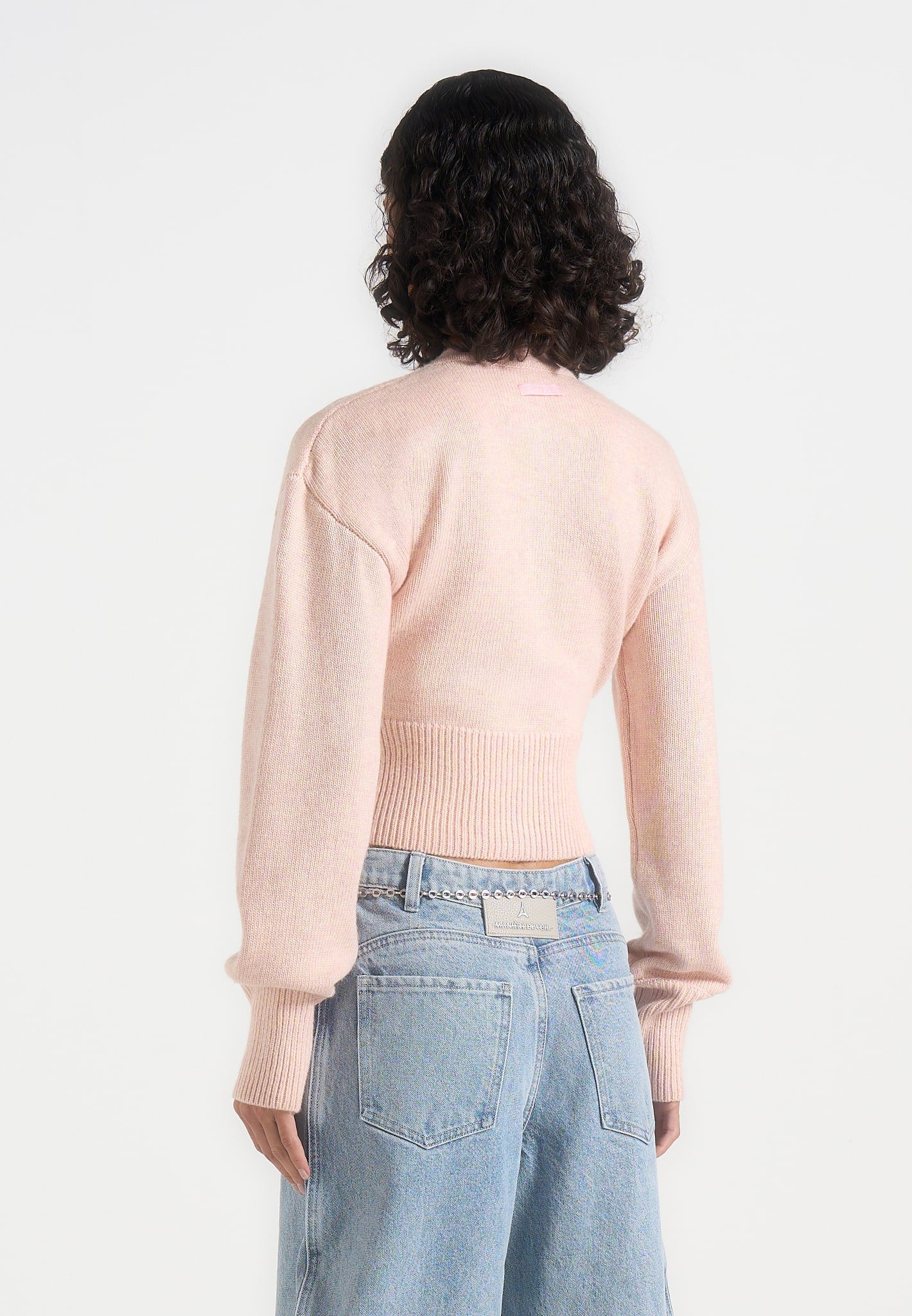 Mayla - Knitted Cinch Waist Cardigan - Pale Pink