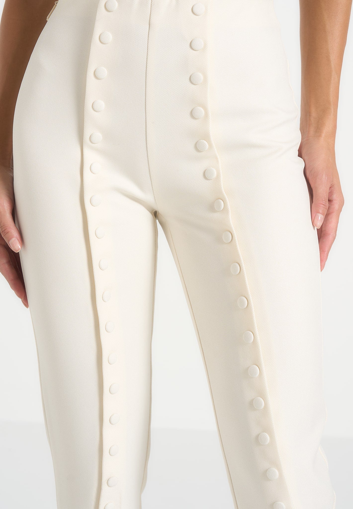 Therese - Tailored Button Detail Pants - Off White