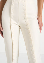 Therese - Tailored Button Detail Pants - Off White