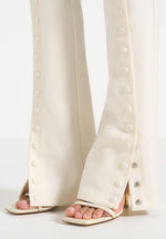 Therese - Tailored Button Detail Pants - Off White