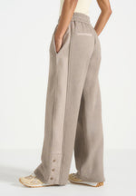 Caya - Two Tone Wide Leg Popper Joggers - Taupe