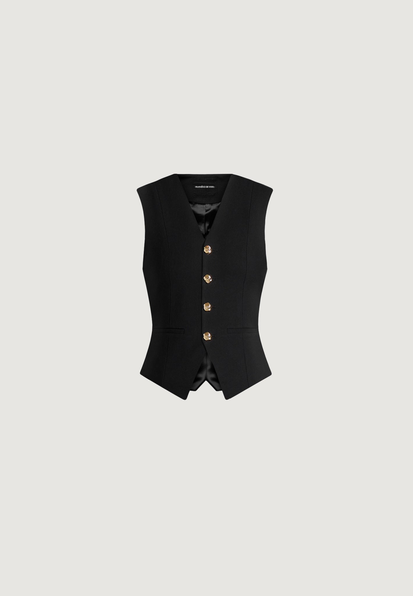 Christine - Tailored Cinched Wool-Blend Waistcoat - Black