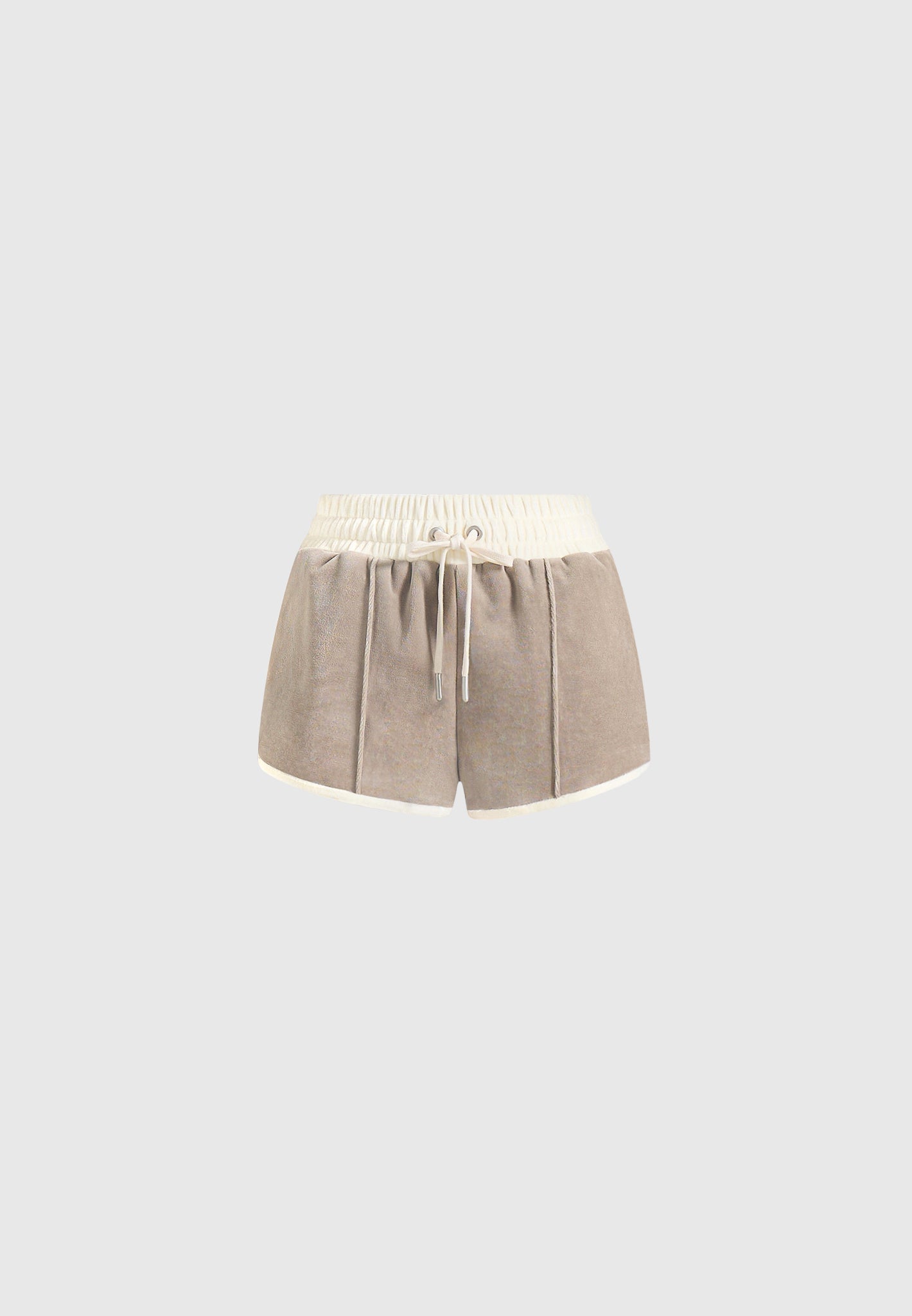 delina-contrast-velour-mini-shorts-beige