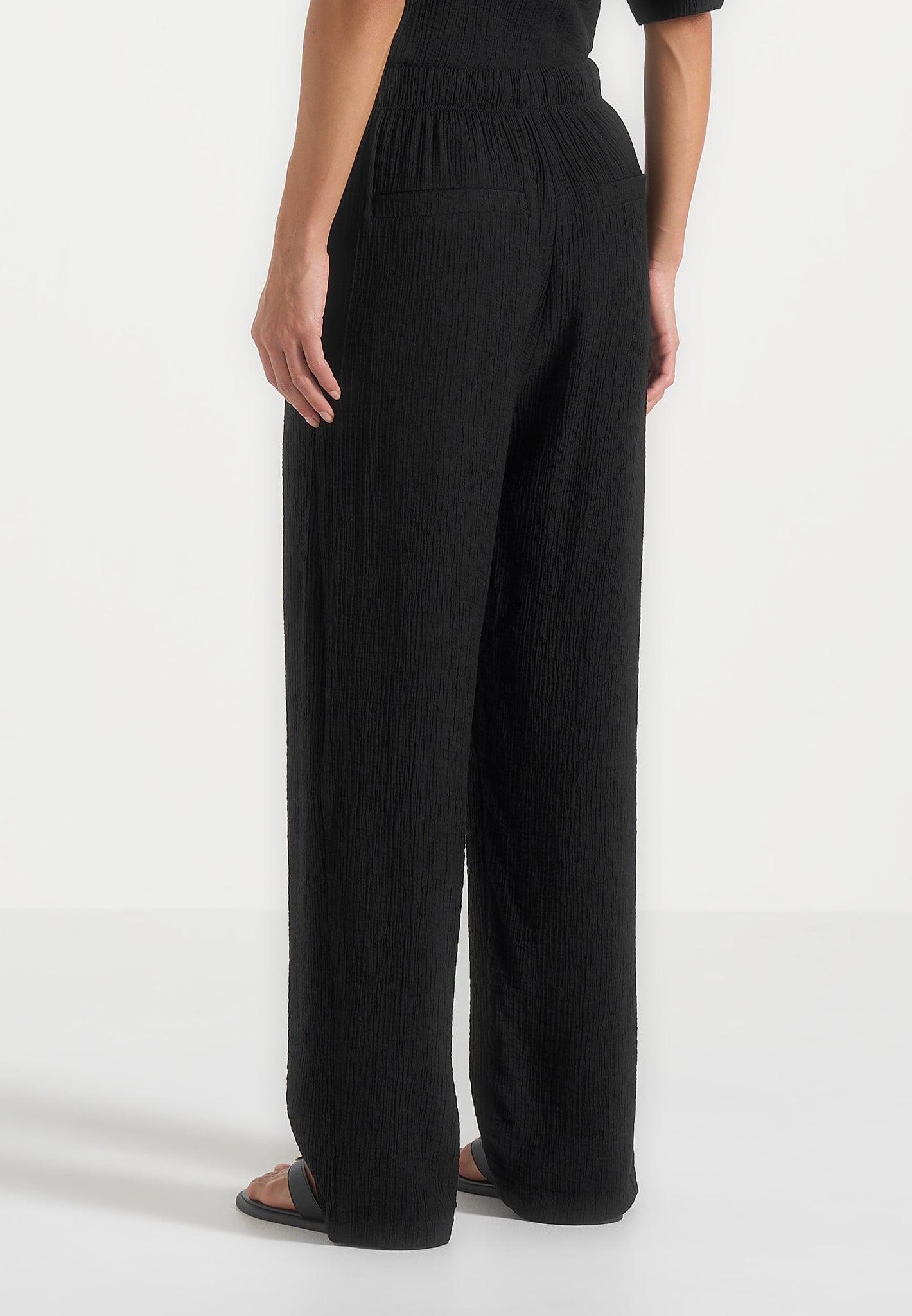 Addison - Unisex Textured Relaxed Fit Pants - Black
