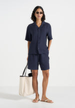 Harley - Unisex Textured Revere Shirt - Navy