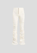 Caroline - Tacked Twill Fit & Flare Pants - White