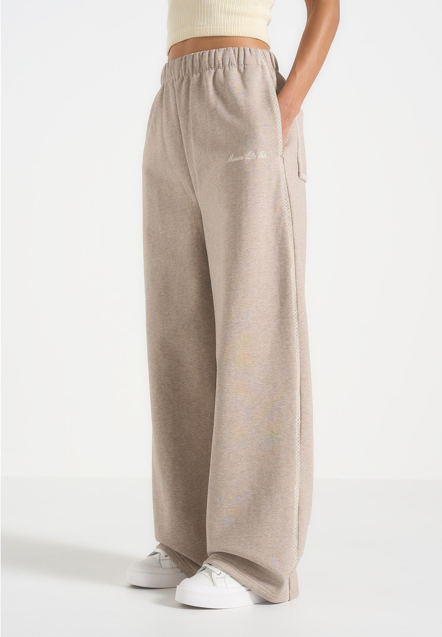 Morgan - Unisex Whipstitch Wide Leg Jogger - Taupe