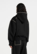 Ollie - Unisex Whipstitch Raglan Effect Zip Hoodie - Black