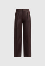 Julie - Satin Twin Pleat Pants - Brown