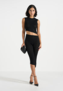 Kelsey - Pointelle Asymmetric Top - Black