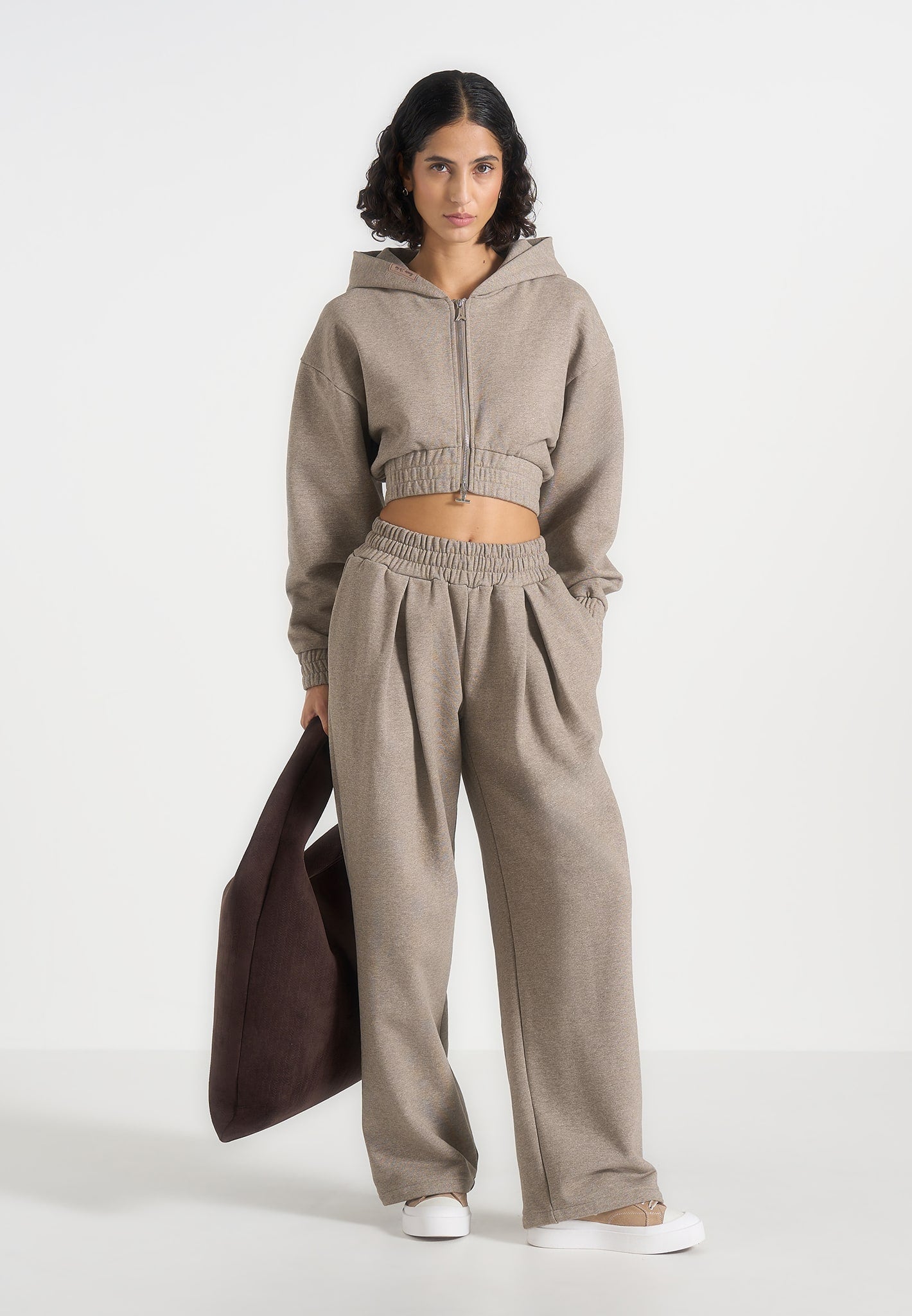 Josiane - Relaxed Zip Through Hoodie - Taupe 