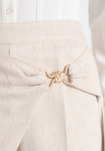 Beryl - Wrap Tailored Pants With Hardware Detail - Cream