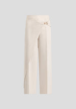 Beryl - Wrap Tailored Pants With Hardware Detail - Cream