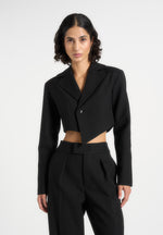 Dina - Asymmetric Cropped Blazer - Black