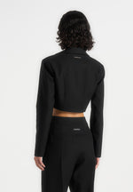 Dina - Asymmetric Cropped Blazer - Black