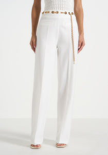 Perrine - Hardware Detail Belted Pants - White