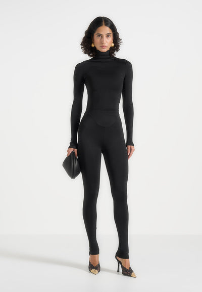 TP001 - Mock Neck Long Sleeve Top - Black