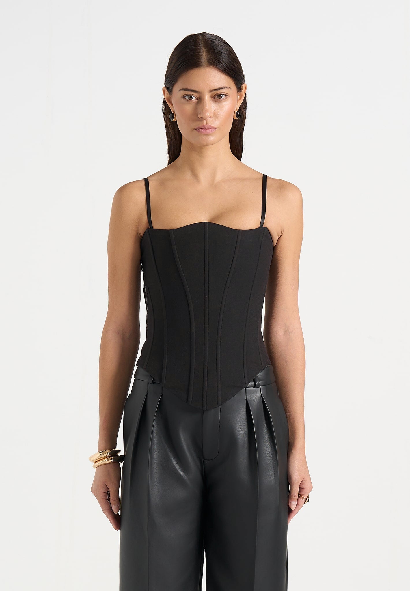 Scarlett - Tailored Lace Up Corset - Black