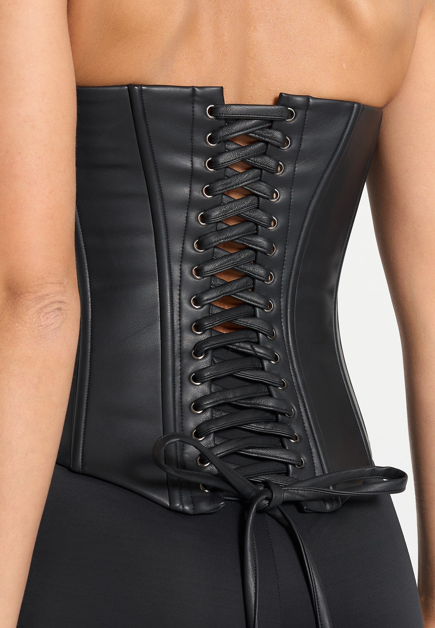 Women's Leather Lace Up Corset - Black - L - Scarlett - Manire de Voir Women's Leather Lace Up Corset - Black - L - Scarlett - Manire de Voir