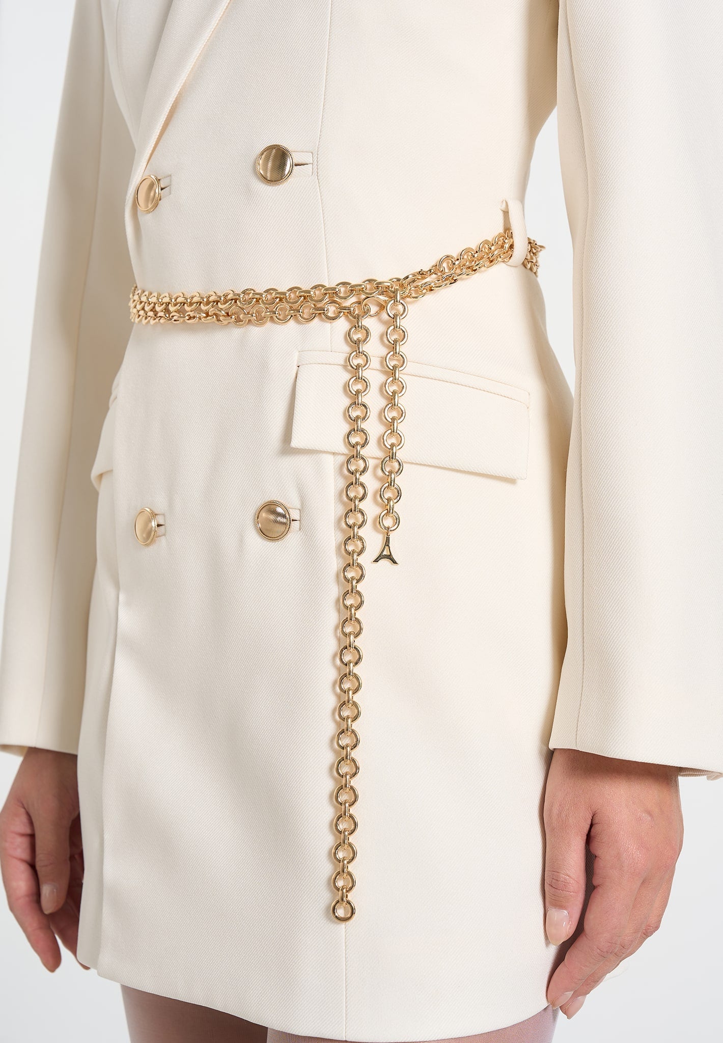 Zara - Double Breasted Blazer Dress With Chain