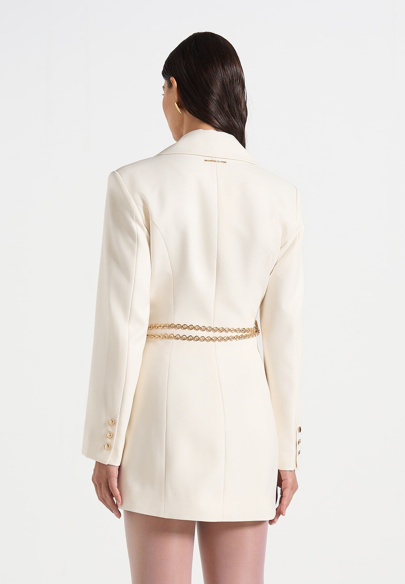 Zara - Double Breasted Blazer Dress With Chain - Off White | Manire De Voir USA Zara - Double Breasted Blazer Dress With Chain - Off White | Manire De Voir USA