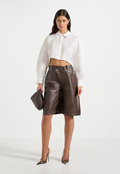 hazel-vintage-leather-wrapover-bermuda-shorts-brown