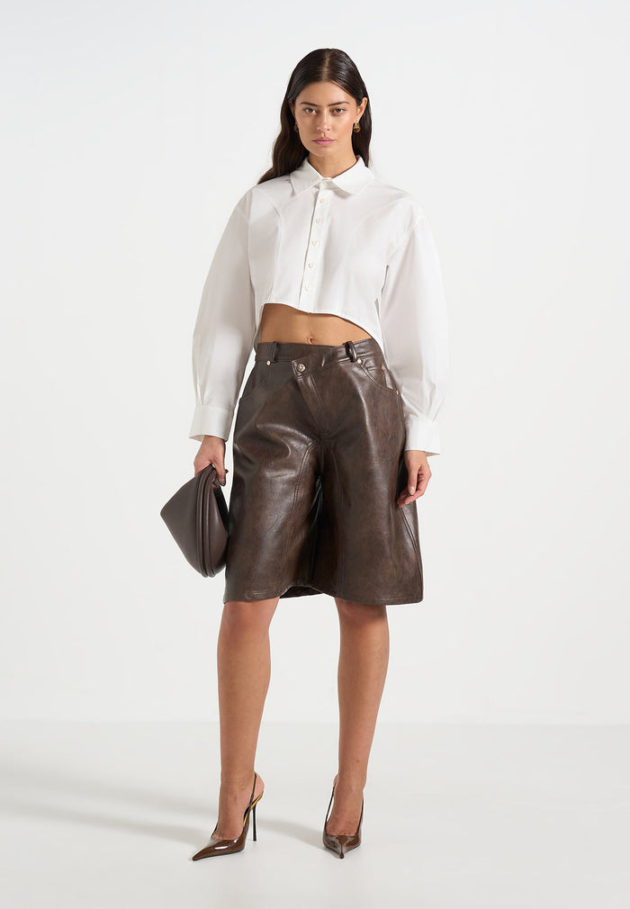 hazel-vintage-leather-wrapover-bermuda-shorts-brown