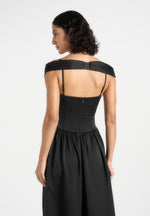 Sia - Off-Shoulder Satin Corset Maxi Dress - Black
