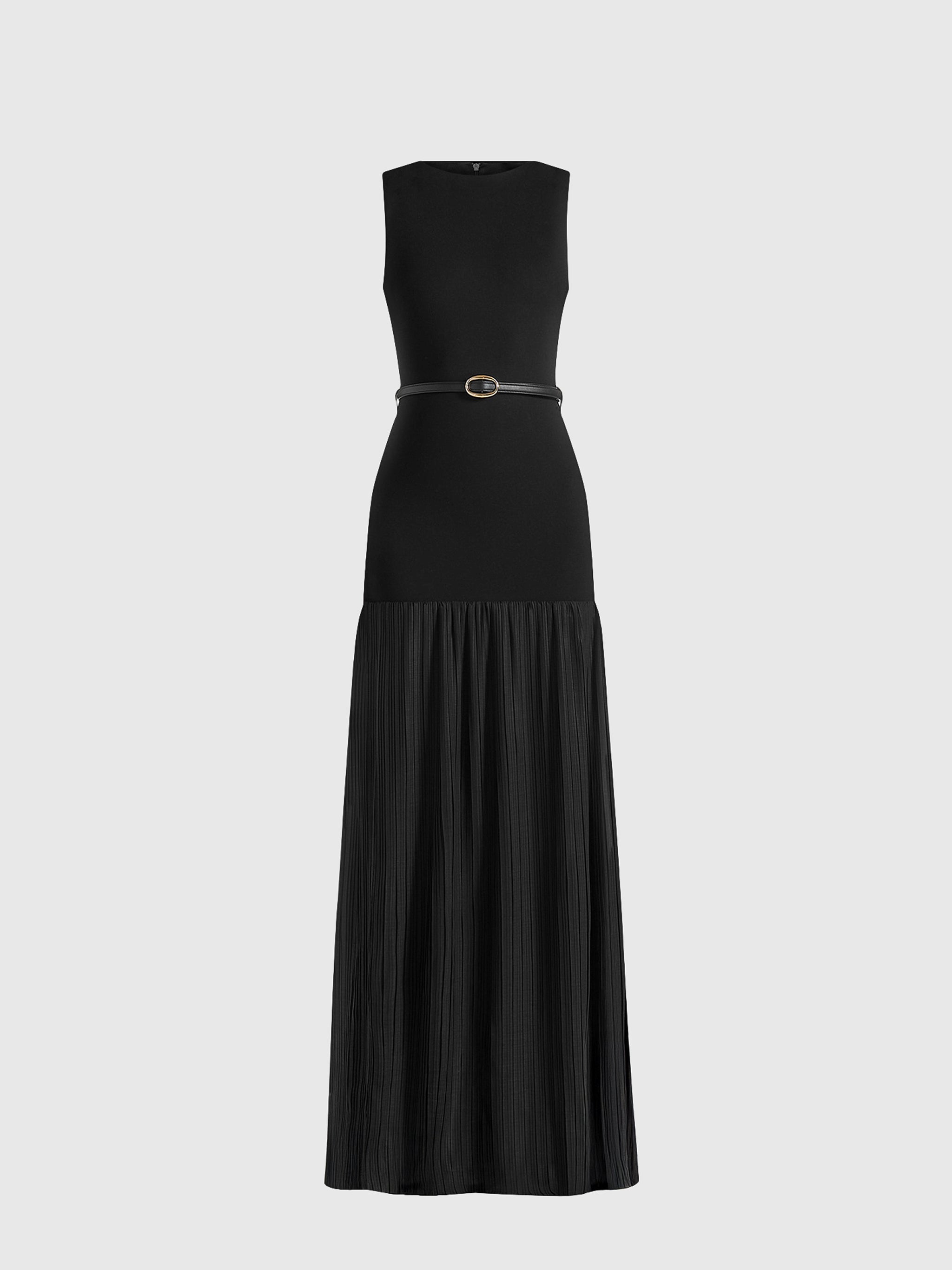 emma-crew-neck-belted-pleated-maxi-dress-black