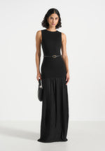 emma-crew-neck-belted-pleated-maxi-dress-black