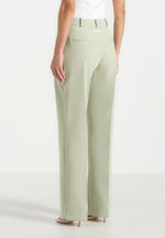 Julie - Tailored Twin Pleat Trousers - Sage