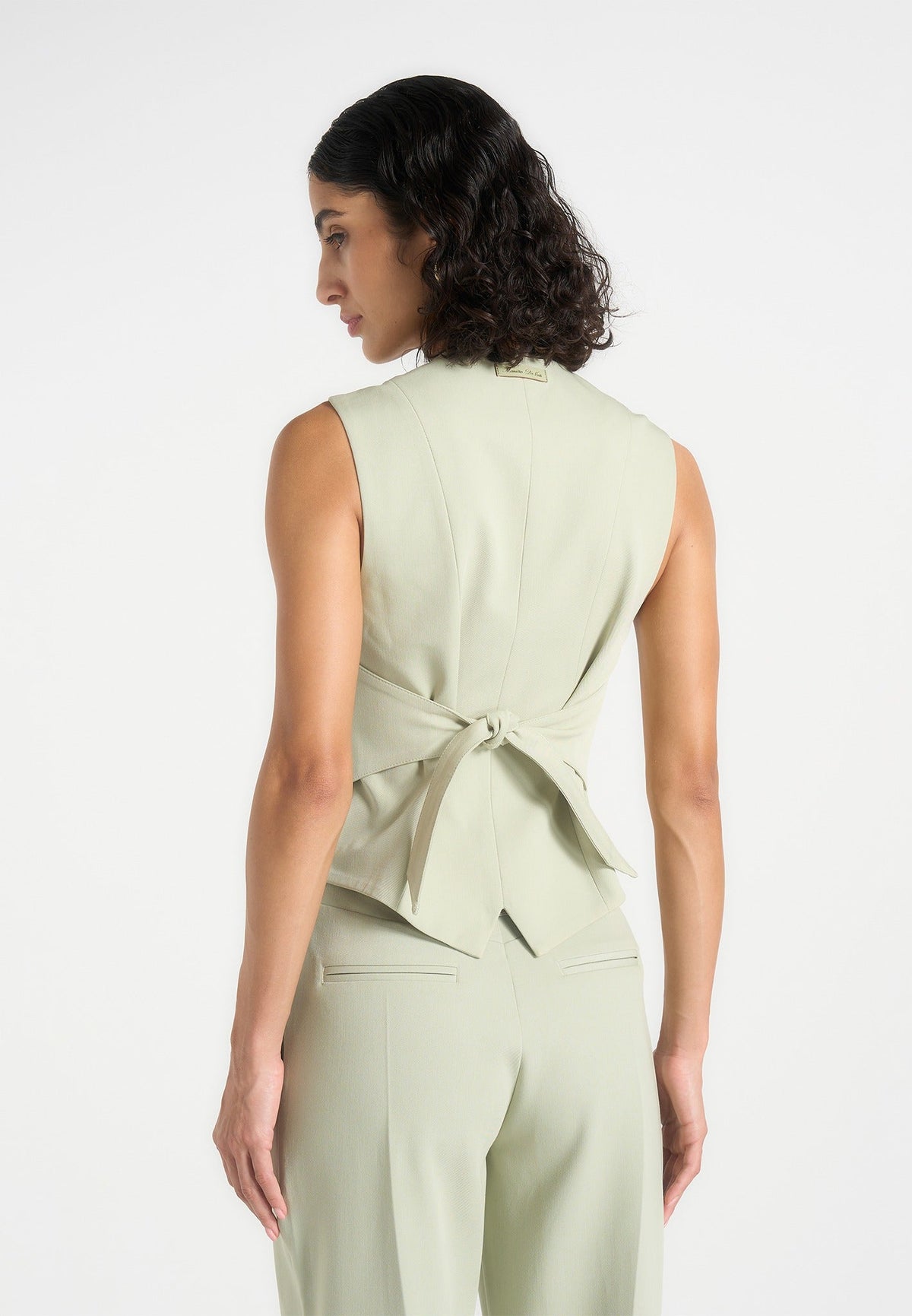 Christine - Tailored Cinched Suit Vest - Sage