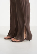 Lila - Pleated Wide-Leg Pants - Brown