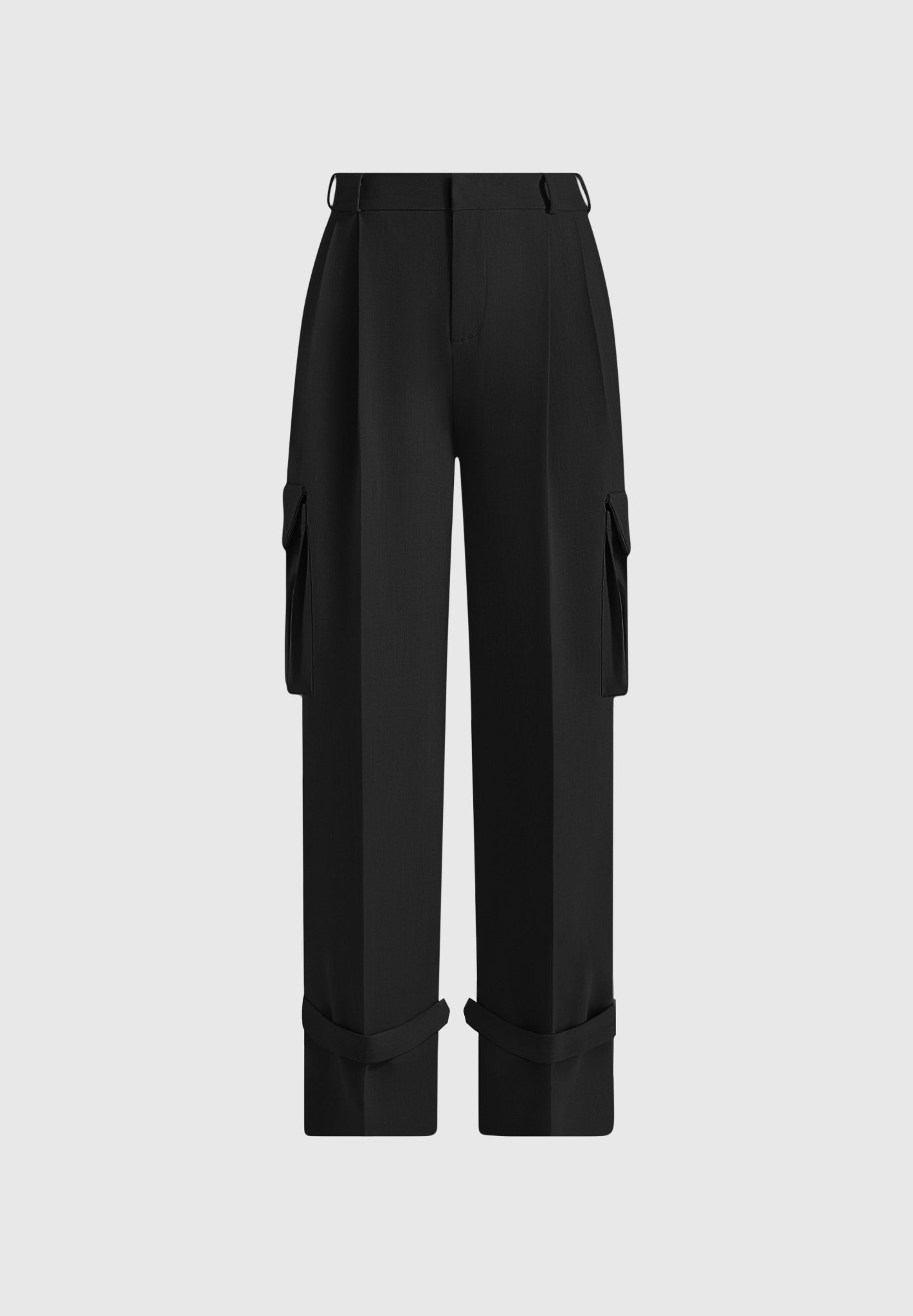 Danielle - Tailored Pleated Cargo Pants - Black