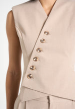 Laurence - Tailored Asym Wrap Suit Vest - Beige