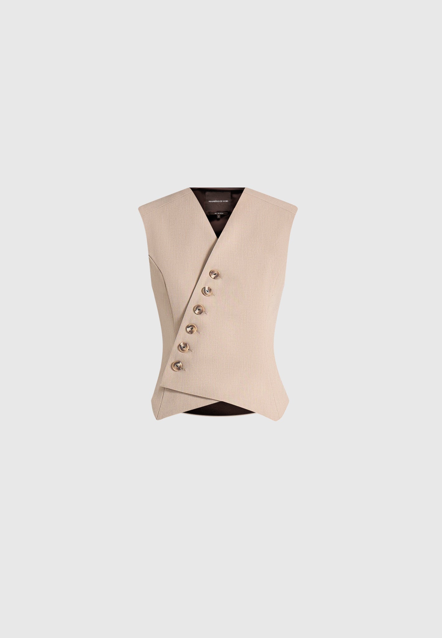 Laurence - Tailored Asym Wrap Suit Vest - Beige
