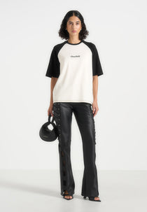 Unisex Signature Raglan Cotton T-Shirt - White/Black