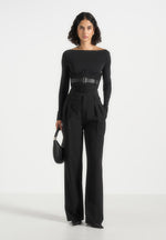 Chloe - Suede Corset with Belt - Black