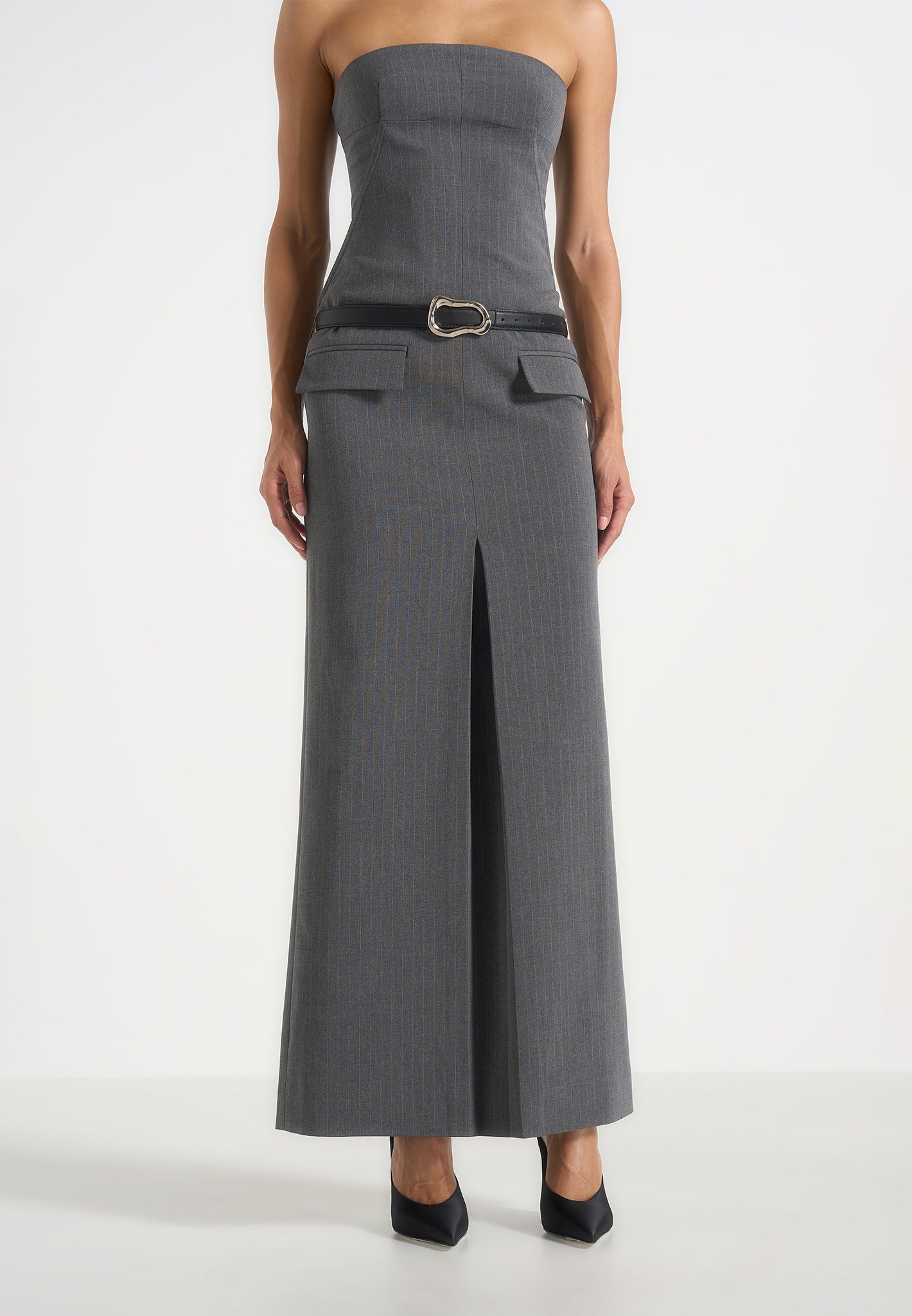 tabitha-tailored-pinstripe-bandeau-belted-maxi-dress-grey