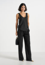 mathilda-satin-scoop-neck-open-back-vest-black
